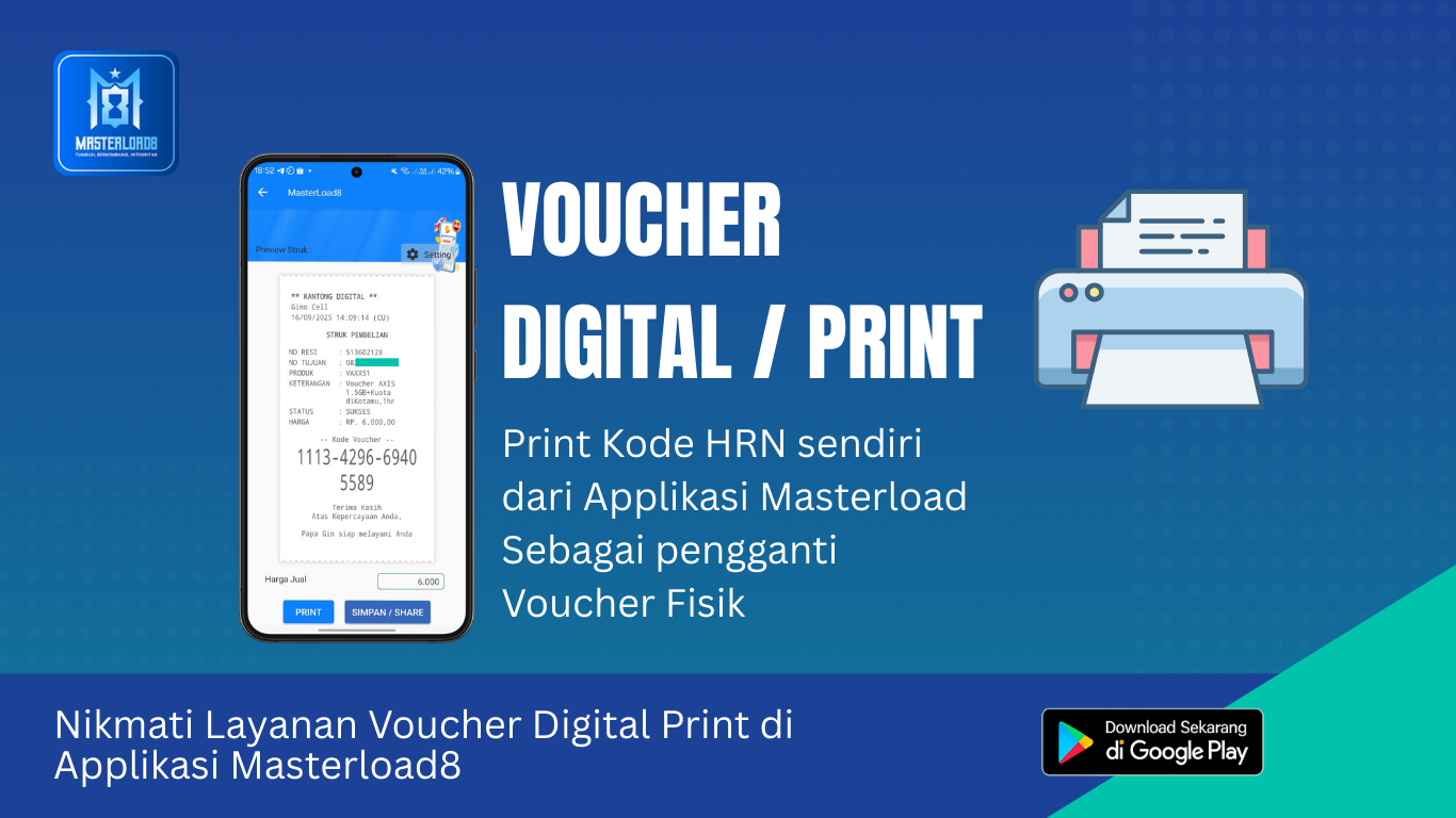 Voucher Digital HRN di MasterLoad8 – Solusi Voucher Print Struk