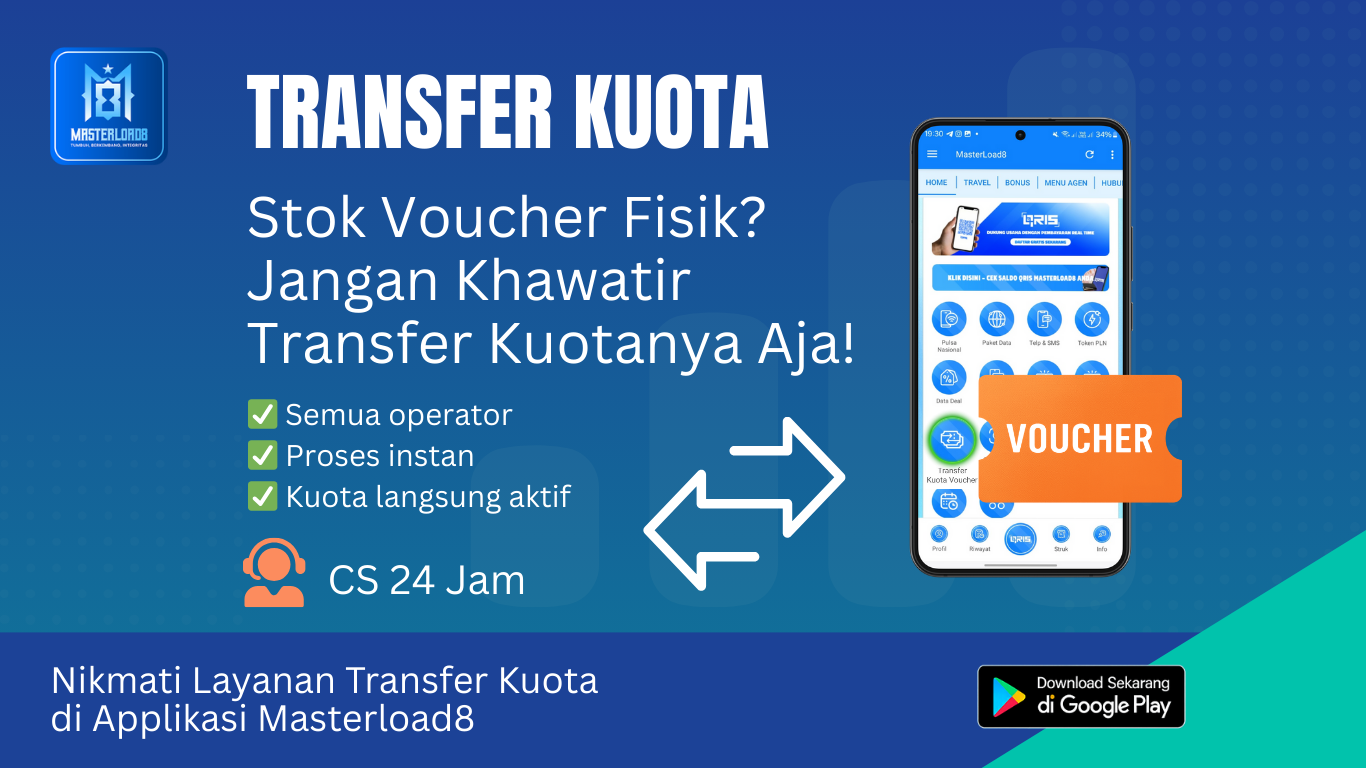 Transfer Kuota Data dari Voucher Fisik langsung ke Nomor Pelanggan di MasterLoad8