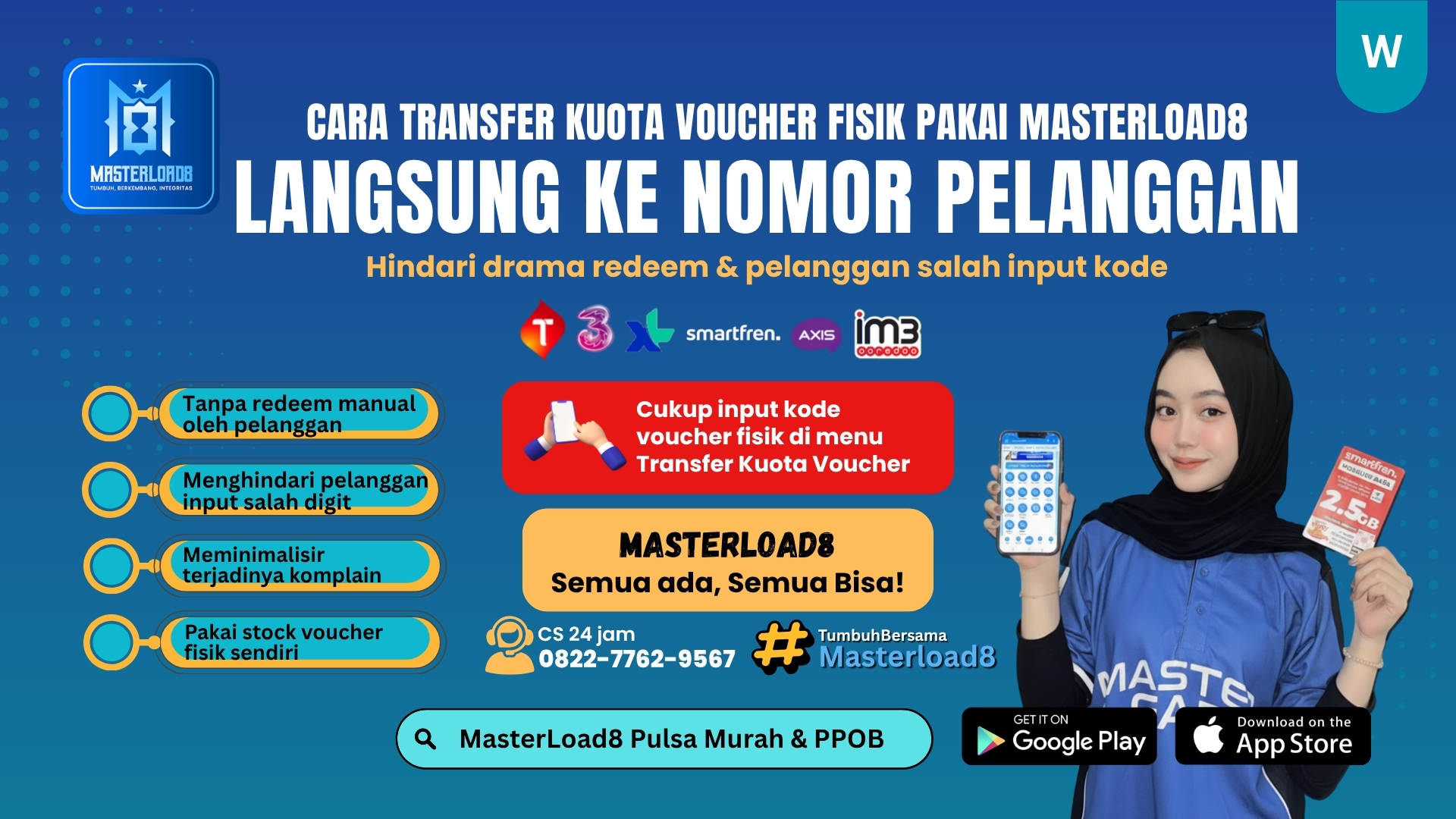 Cara Transfer Kuota Voucher Fisik Langsung ke Nomor Pelanggan Pakai MasterLoad8
