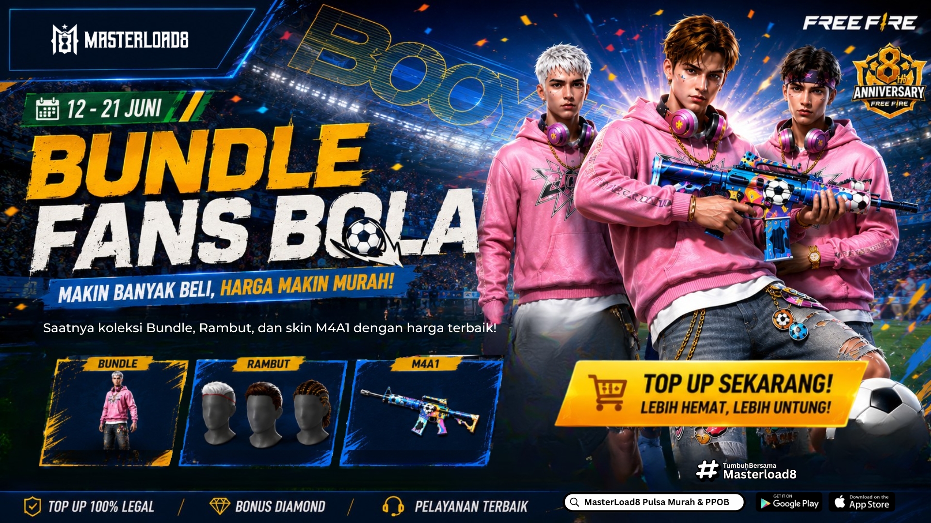 Bundle Fans Bola Free Fire: Skin M4A1 dan Bundle Eksklusif 12-21 Juni 2026