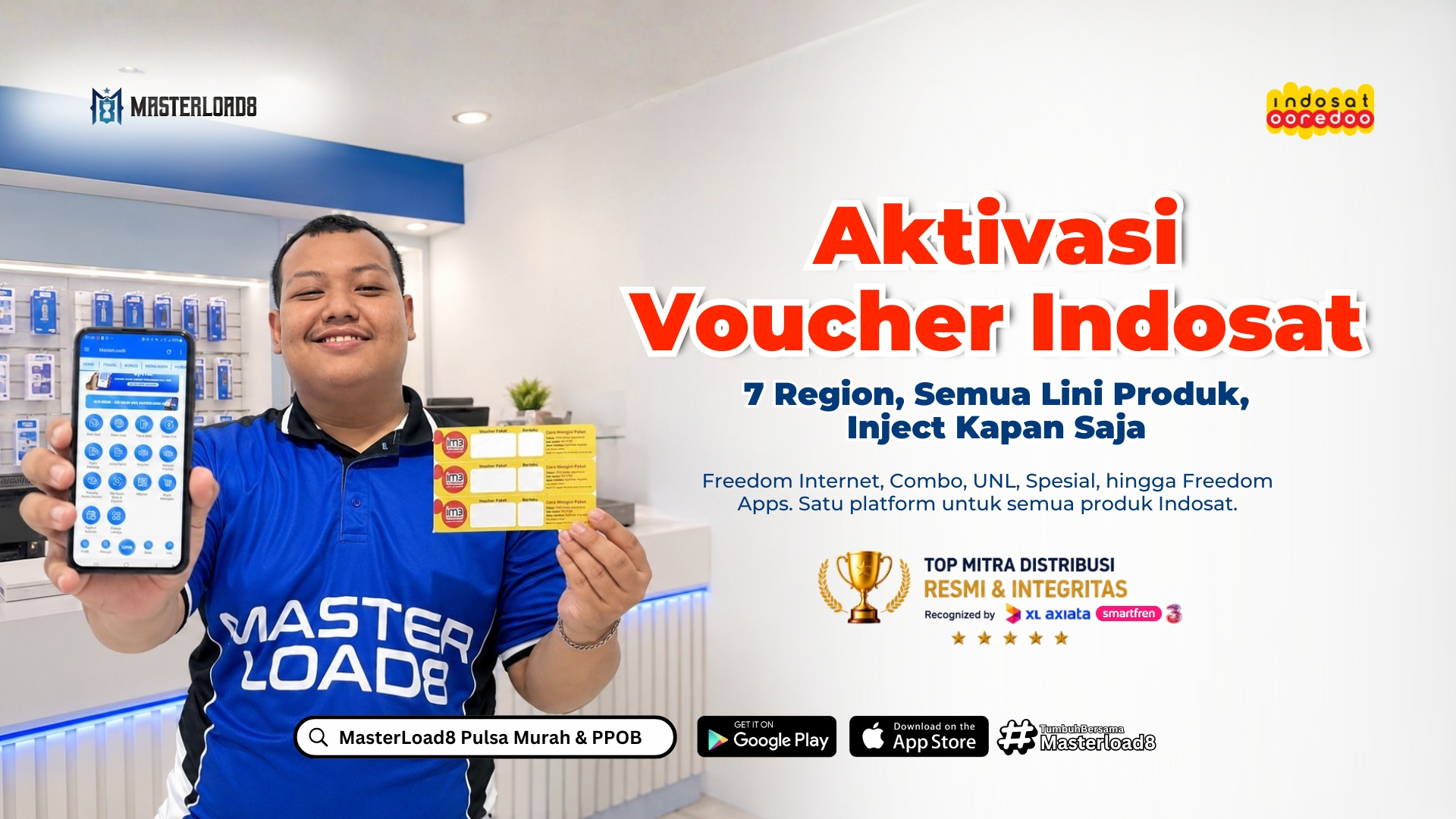 Aktivasi Voucher Indosat di Masterload8: 7 Region, Freedom Internet, Combo, UNL, Apps — Semua Ada