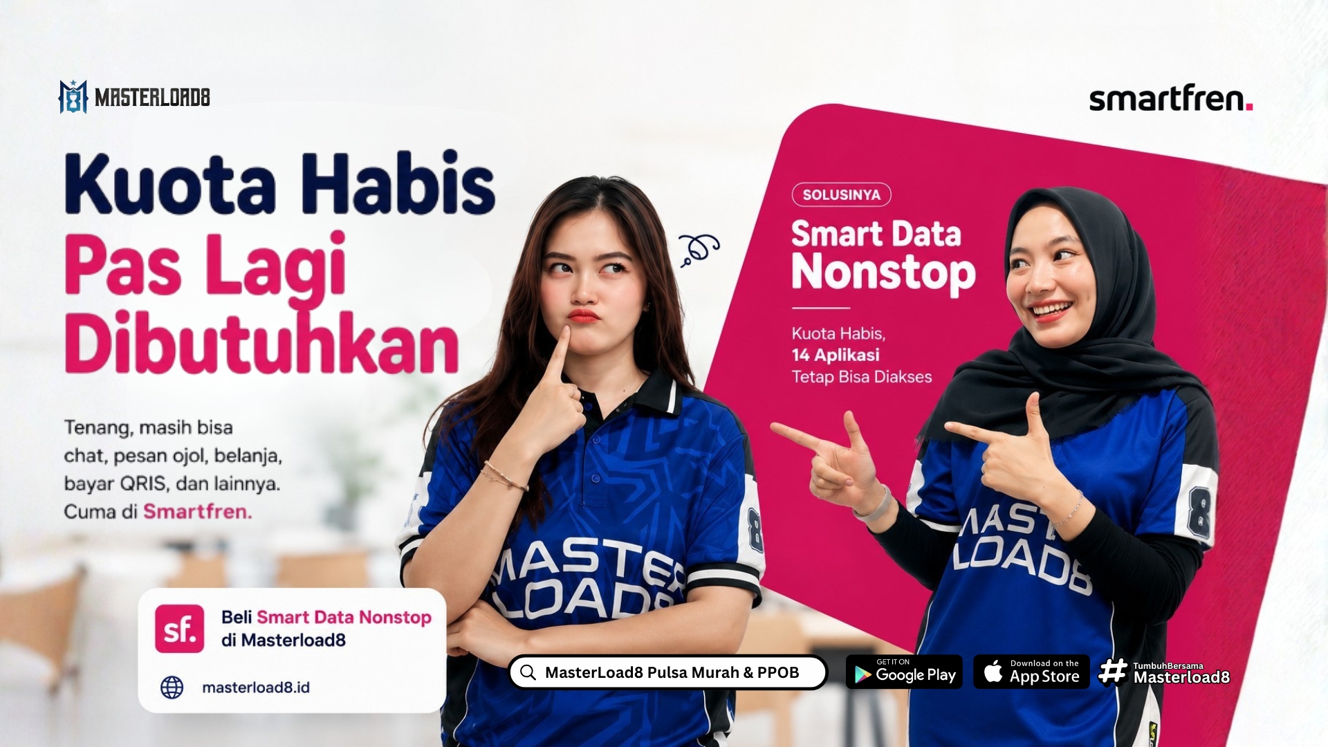 Paket Smartfren Nonstop Lengkap di Masterload8, Kuota Habis Tetap Bisa Akses 14 Aplikasi