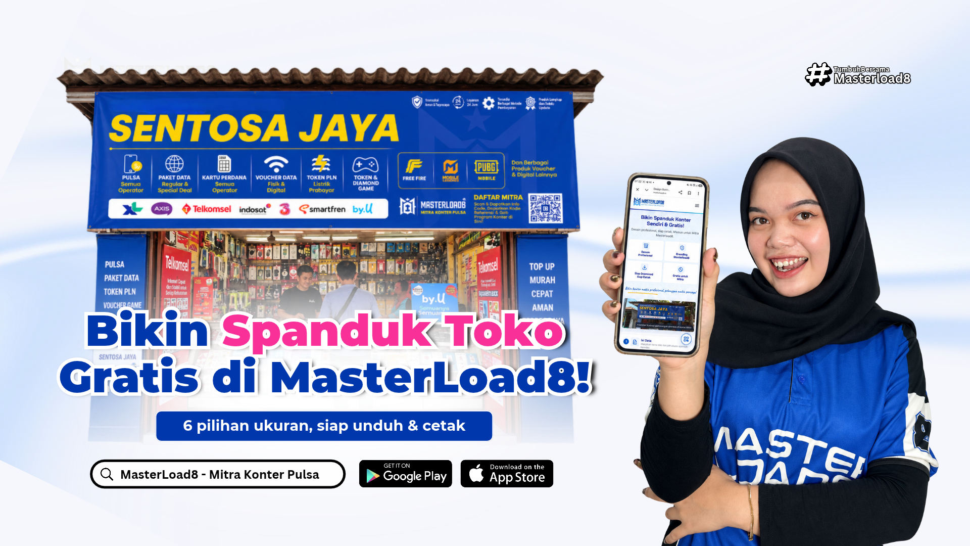Cara Membuat Spanduk Konter Pulsa Gratis dan Siap Cetak untuk Mitra Masterload8