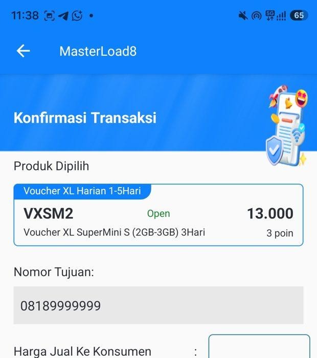Atur harga jual voucher data XL