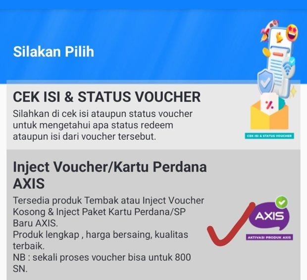 Pilih Inject Voucher/Kartu Perdana AXIS Pilih Inject Voucher/Kartu Perdana AXIS