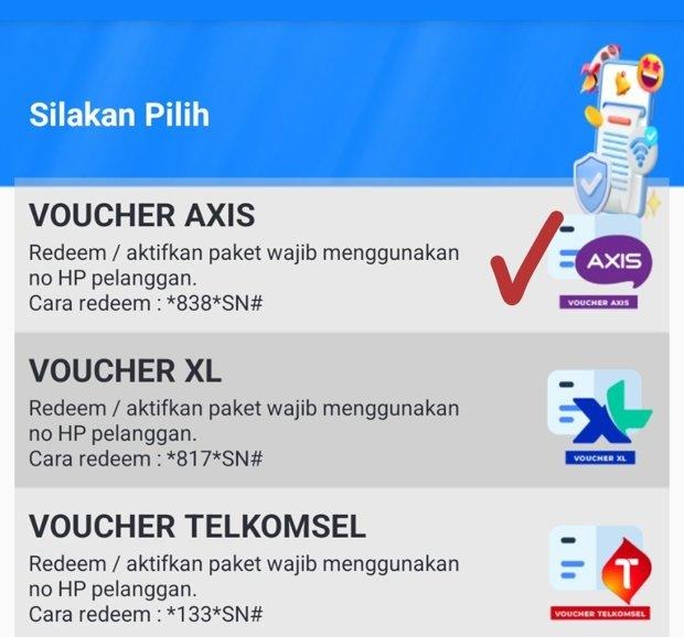 Pilih Voucher AXIS Pilih Voucher AXIS