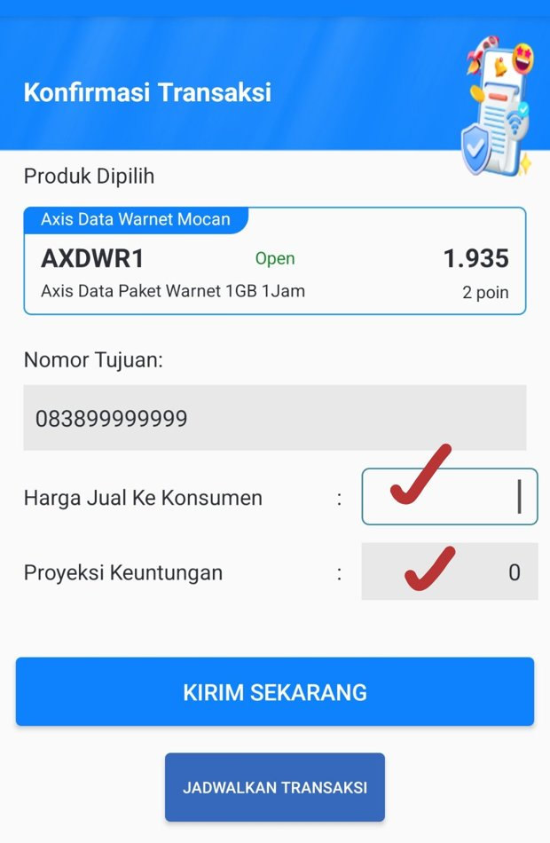 Isi harga jual dan lihat proyeksi keuntungan